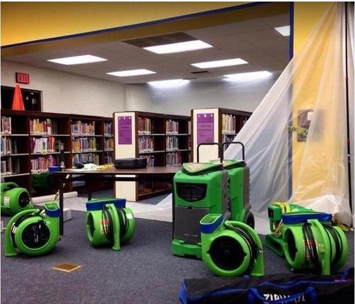 SERVPRO restoration equipment being used in library